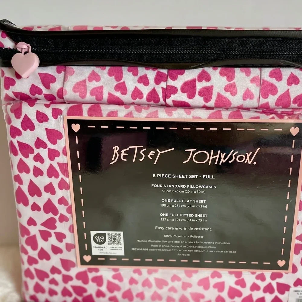 BETSEY JOHNSON 6‎ PC HEARTS 💕 FULL SZ SHEET SET NWT